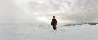 Man in freezing snow
